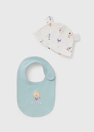 Baby Blue Layette Hat & Bib Set (Newborn-6mths)
