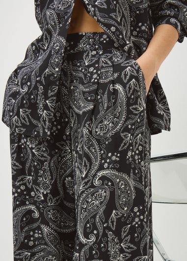 Black Paisley Co Ord Wide Leg Trousers