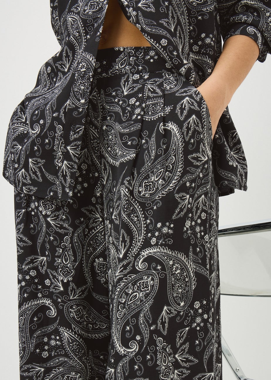 Black Paisley Co Ord Wide Leg Trousers
