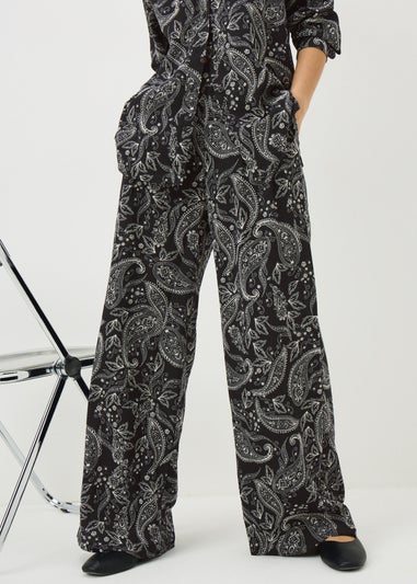 Black Paisley Co Ord Wide Leg Trousers