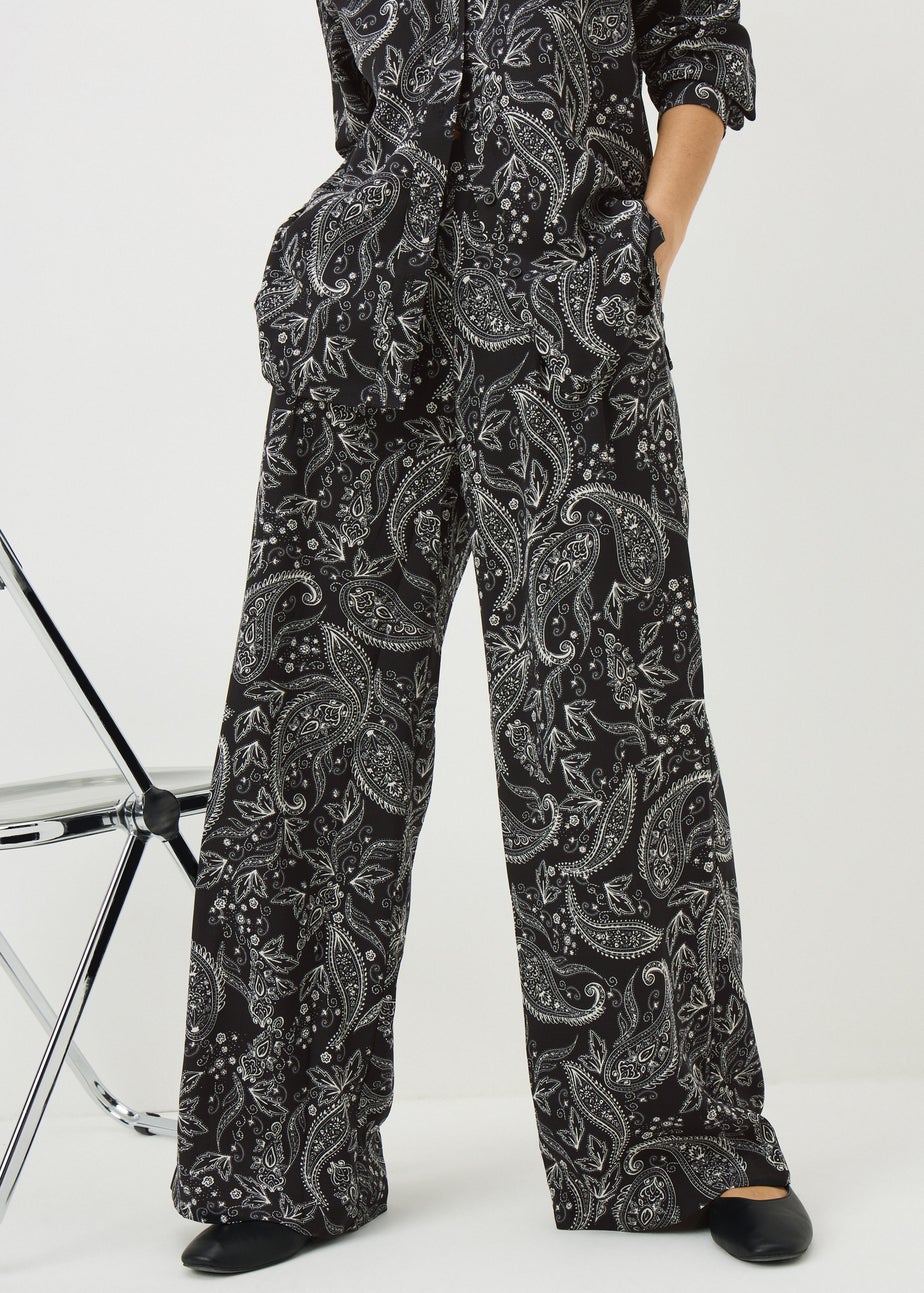 Black Paisley Co Ord Wide Leg Trousers