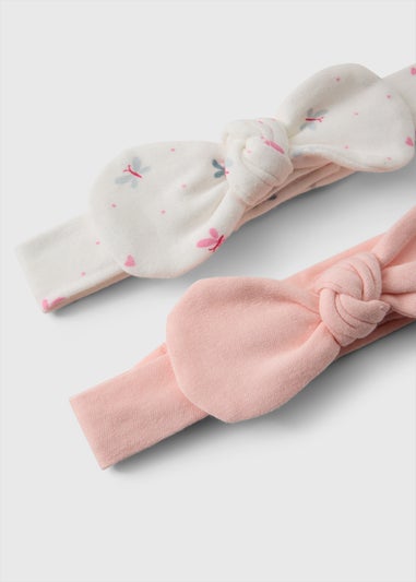 2 Pack Baby Pink Bow Headbands (Newborn-6mths)