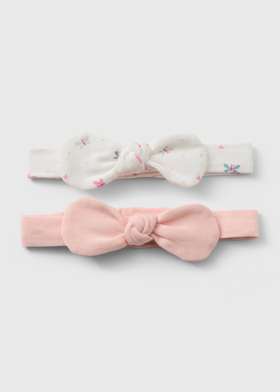 2 Pack Baby Pink Bow Headbands (Newborn-6mths)