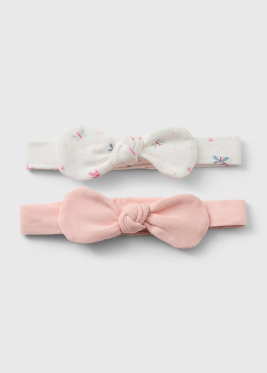 2 Pack Baby Pink Bow Headbands (Newborn-6mths)