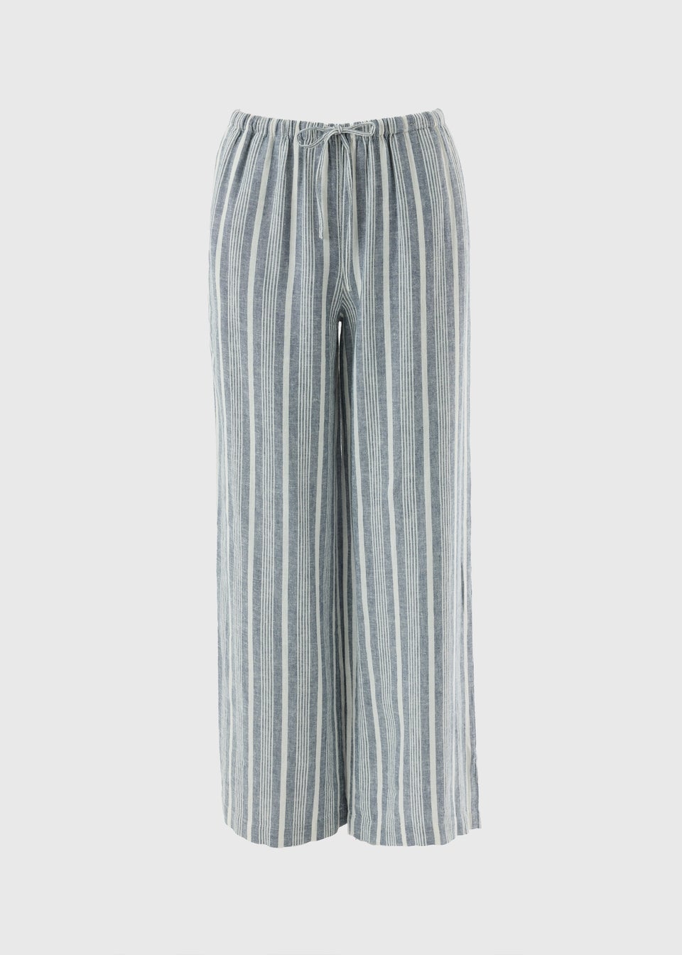 Blue Stripe Wide Leg Linen Trousers