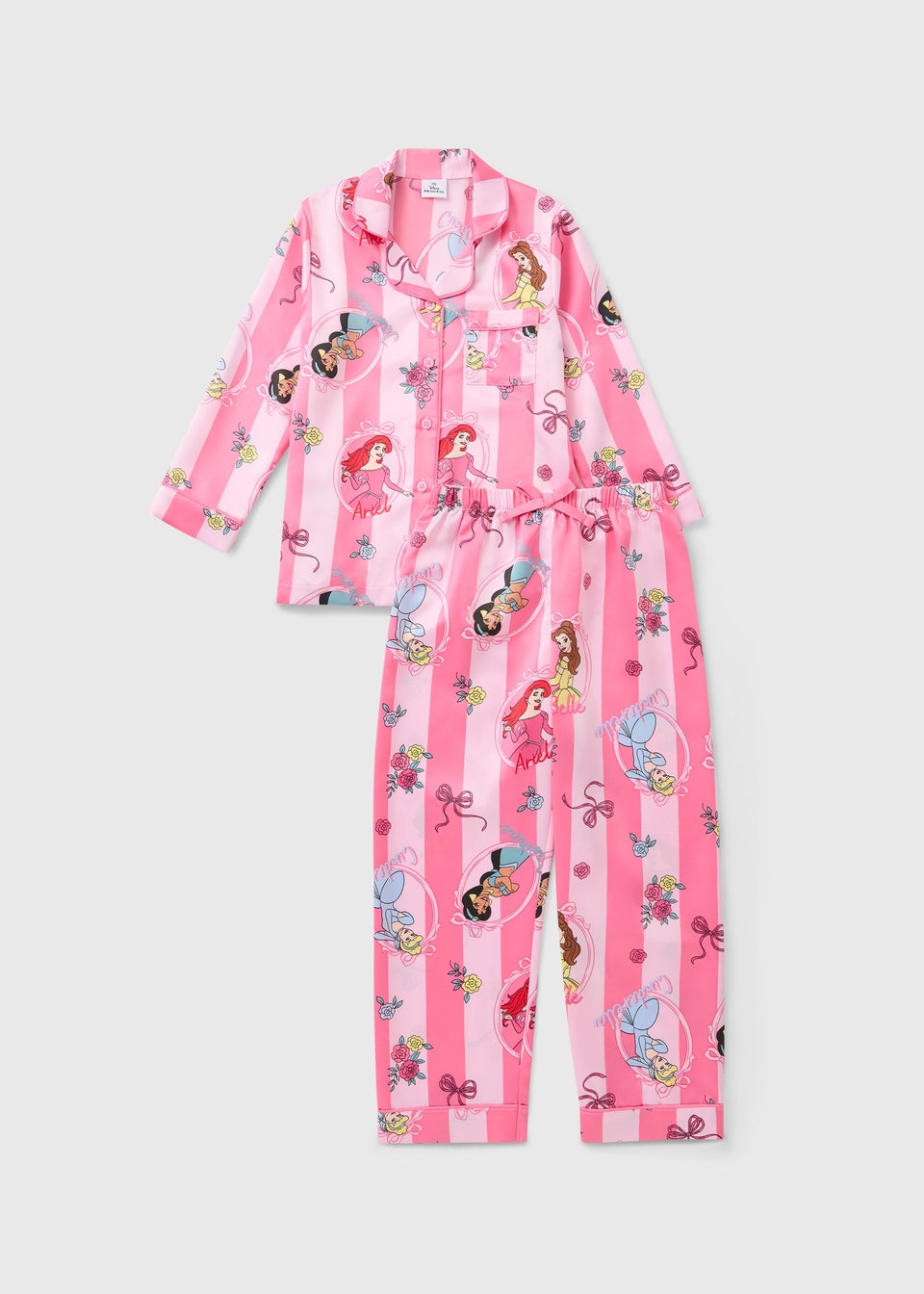 Disney Girls Pink Princesses Satin Pyjama Set (3-9yrs)