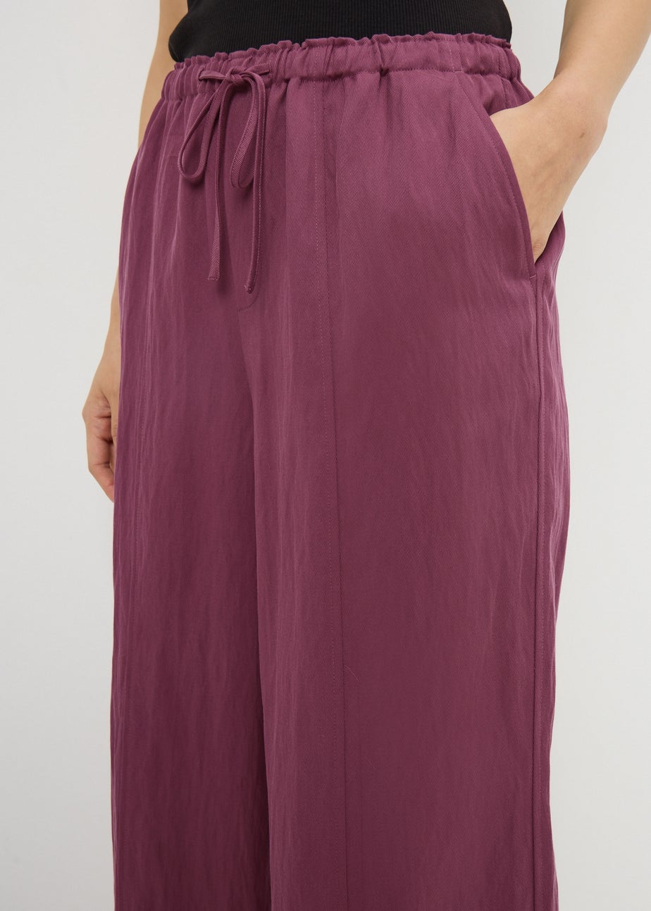 Raspberry Lyocell Wide Leg Trousers