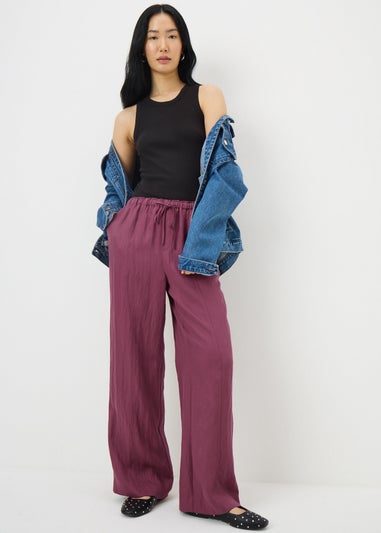 Raspberry Lyocell Wide Leg Trousers