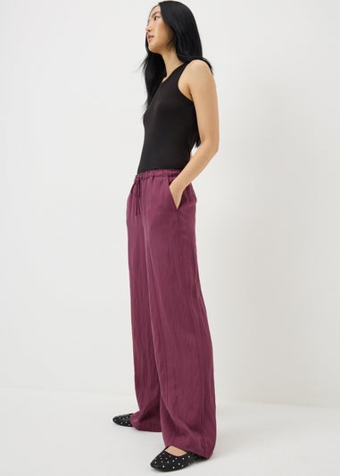 Raspberry Lyocell Wide Leg Trousers