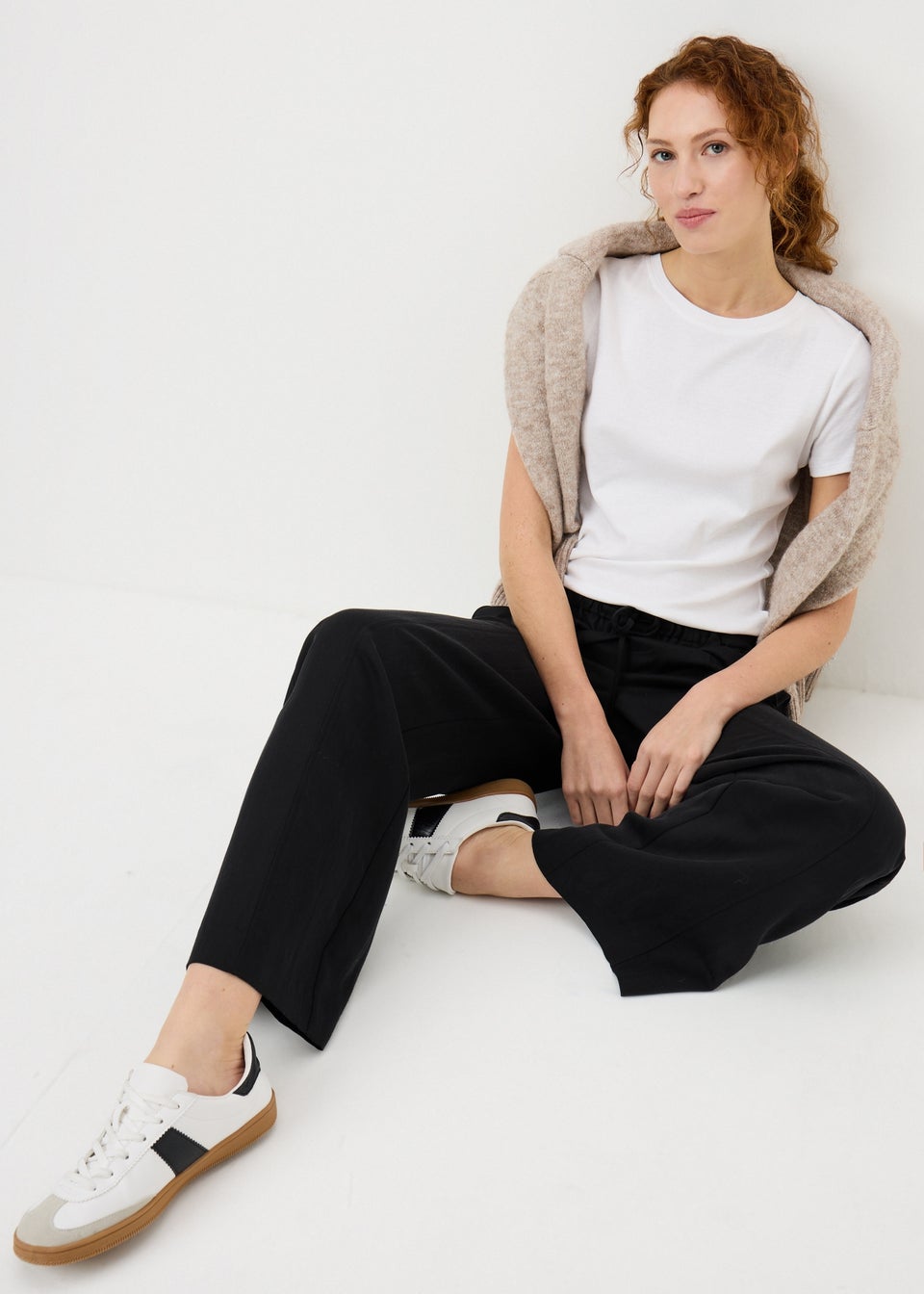 Black Lyocell Wide Leg Trousers