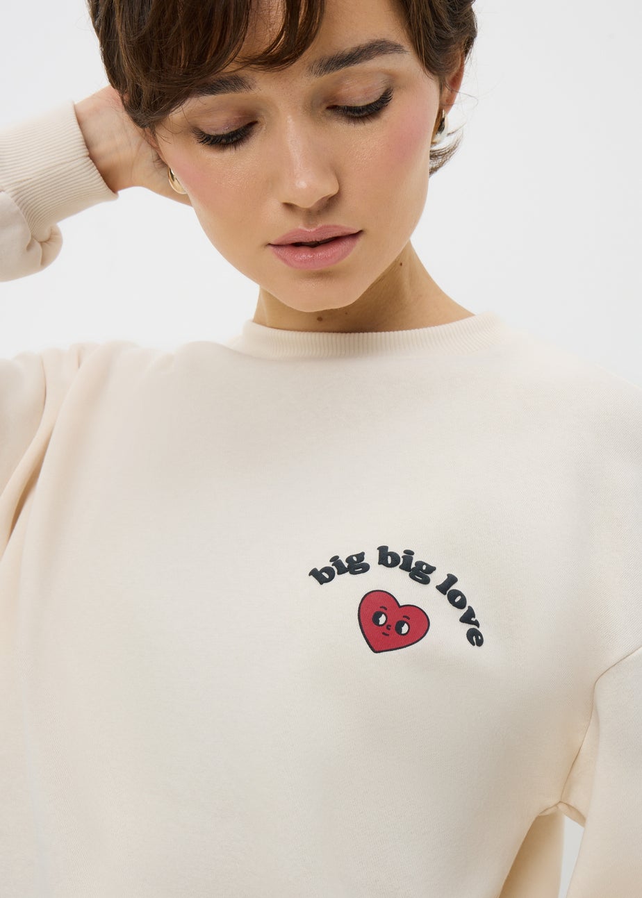 Cream Big Love Valentine's Mini Me Sweatshirt