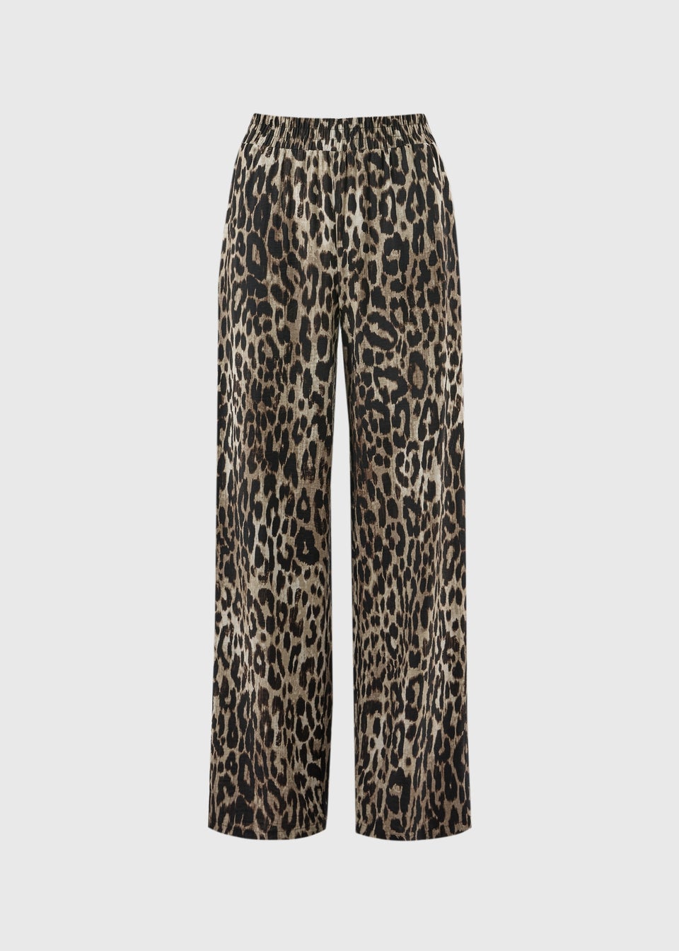 Brown Leopard Print Co Ord Wide Leg Trousers