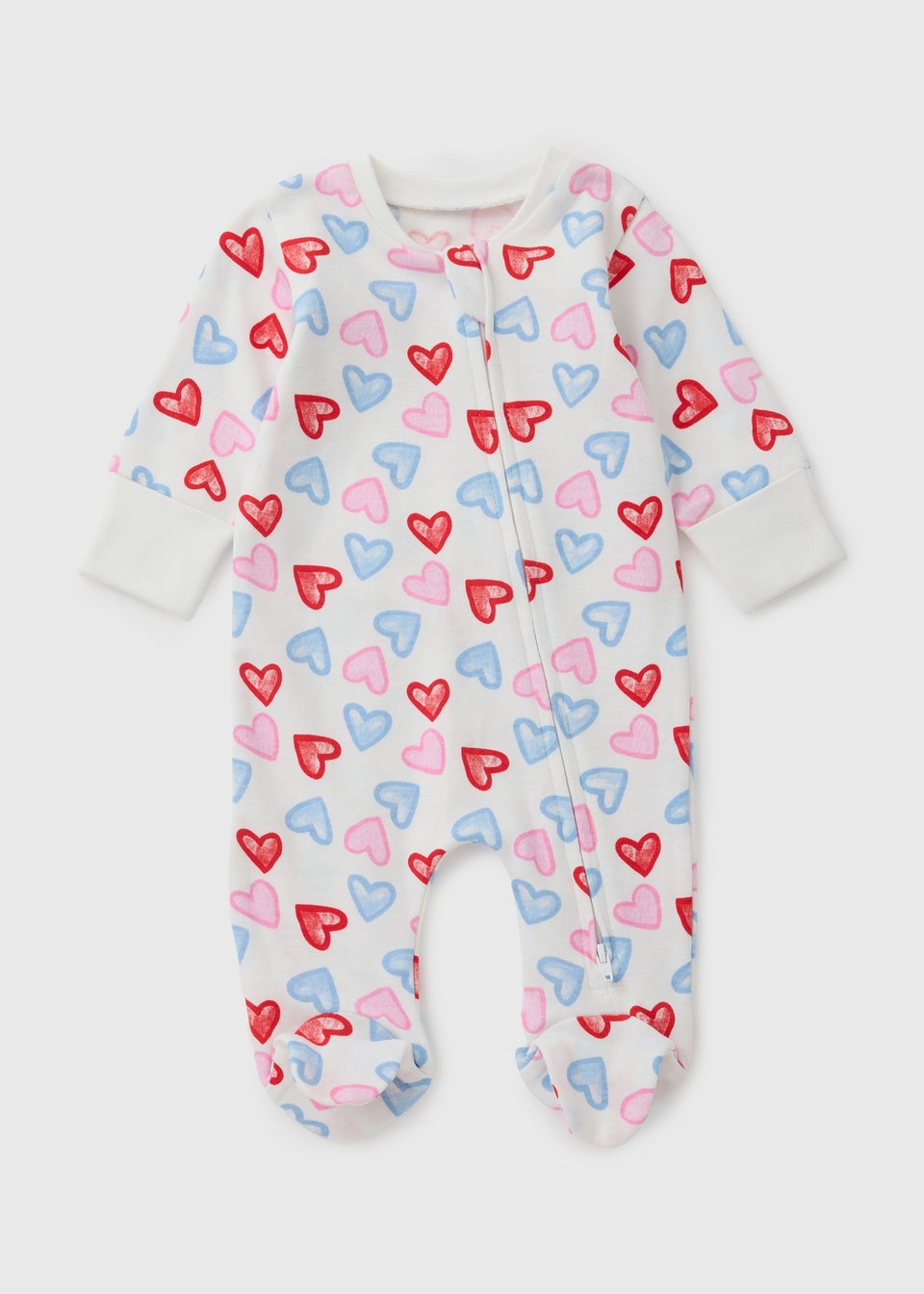 Baby Multicolour Heart Zipped Sleepsuit (Newborn-23mths)