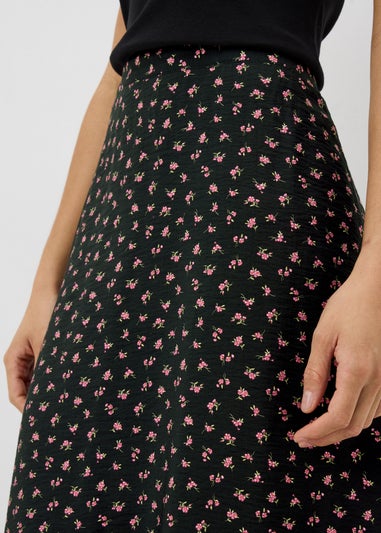 Black Ditsy Floral Maxi Skirt