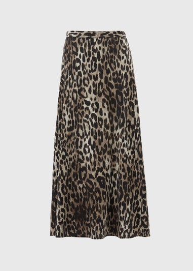 Brown Leopard Print Co Ord Midaxi Skirt
