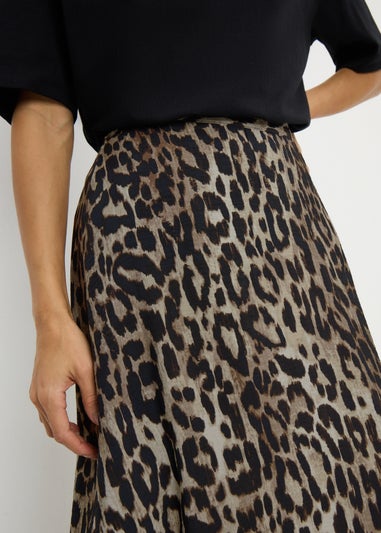 Brown Leopard Print Co Ord Midaxi Skirt