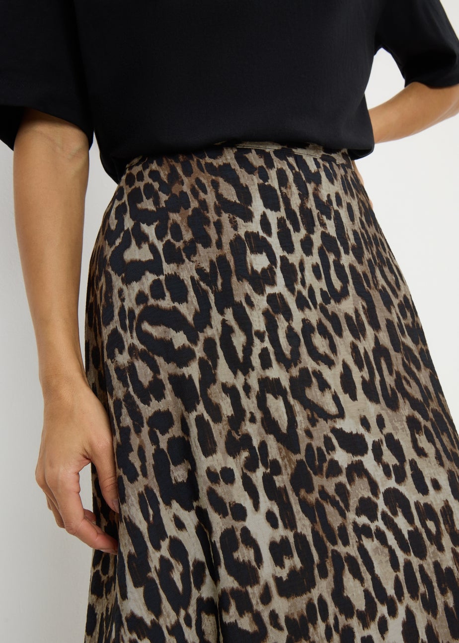 Brown Leopard Print Co Ord Midaxi Skirt