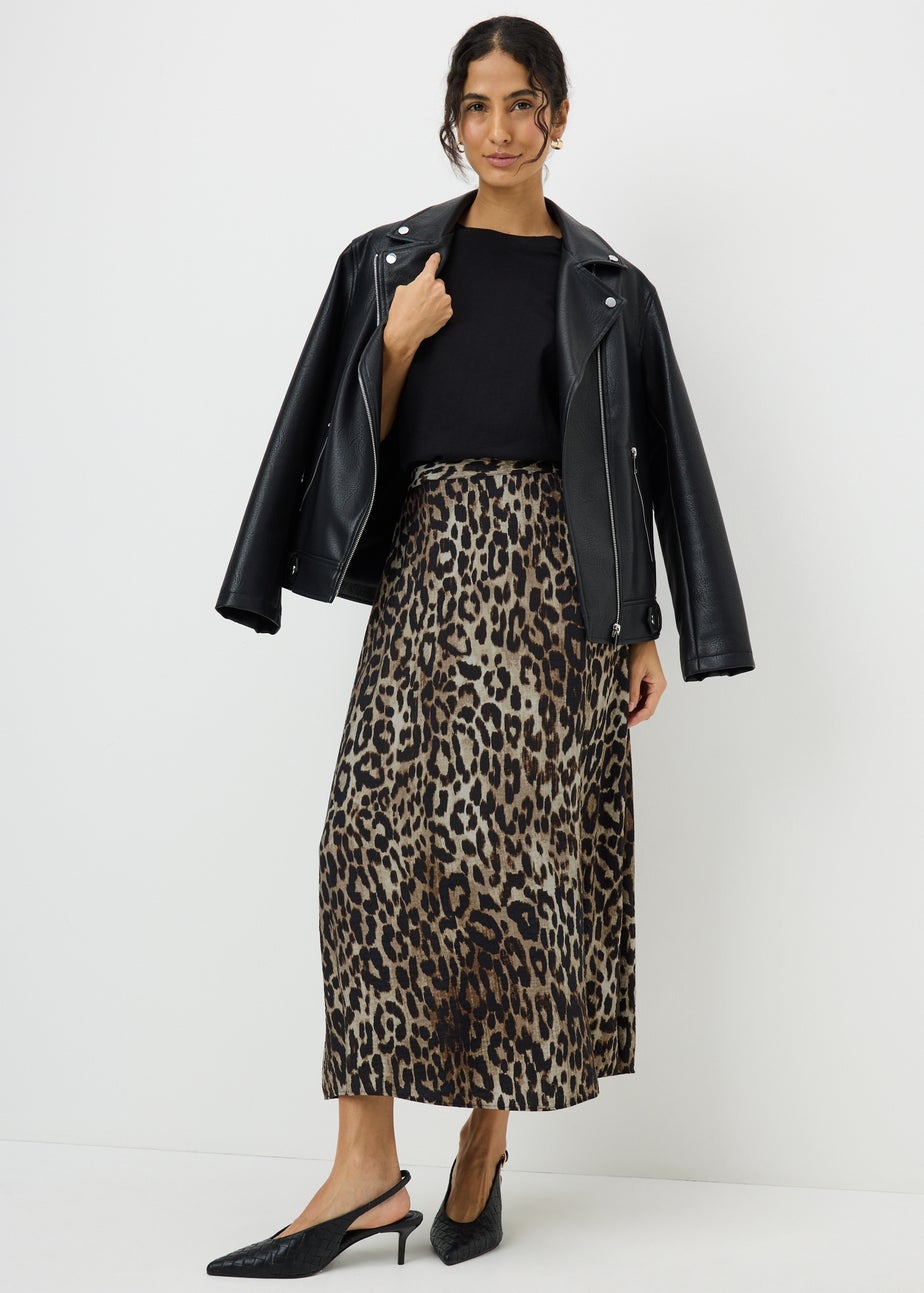 Brown Leopard Print Co Ord Midaxi Skirt