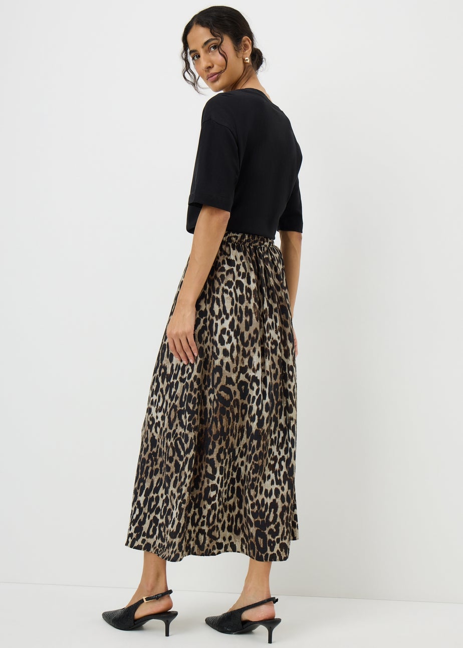 Brown Leopard Print Co Ord Midaxi Skirt