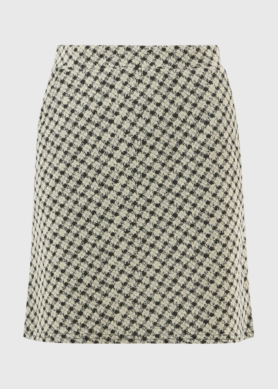 Black Check Jacquard Mini Skirt