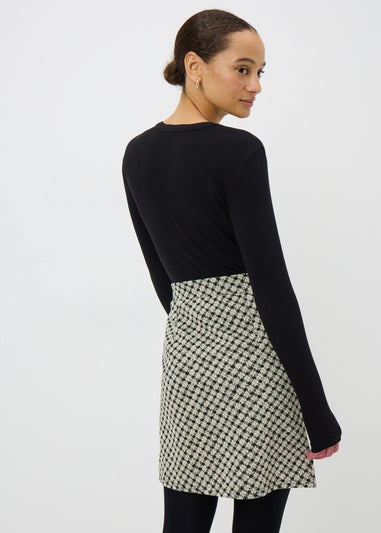 Black Check Jacquard Mini Skirt