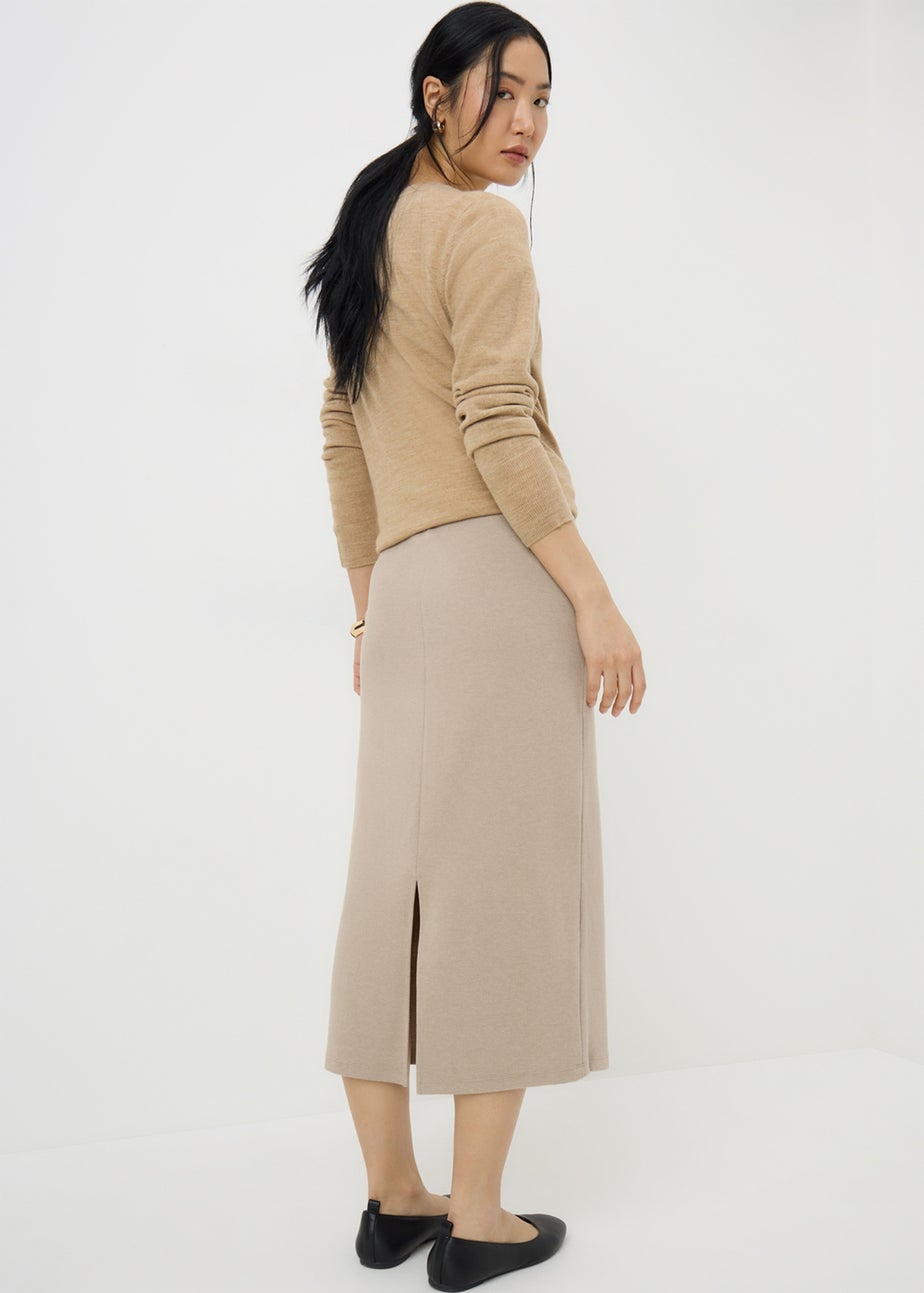 Beige Cosy Midi Skirt
