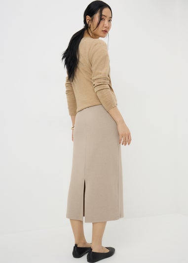 Beige Cosy Midi Skirt