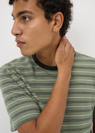 Khaki Textured Stripe T-Shirt