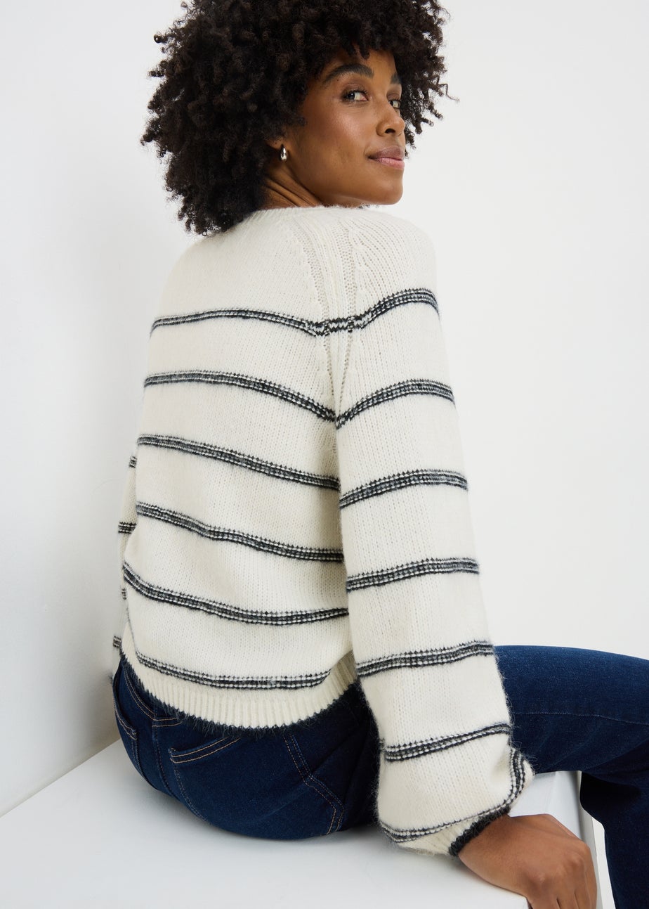 Cream Stripe Stitch Jumper