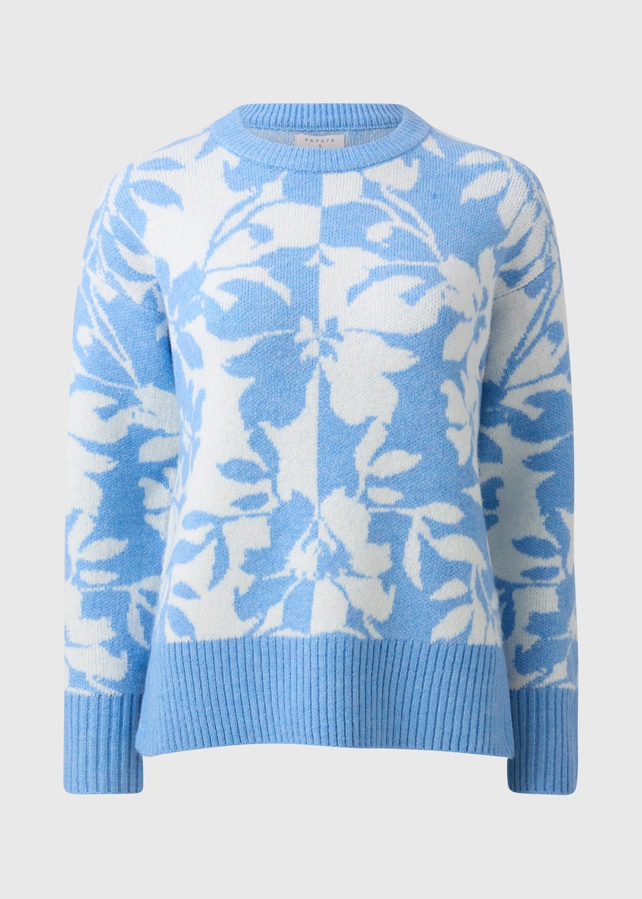Blue Floral Jacquard Jumper