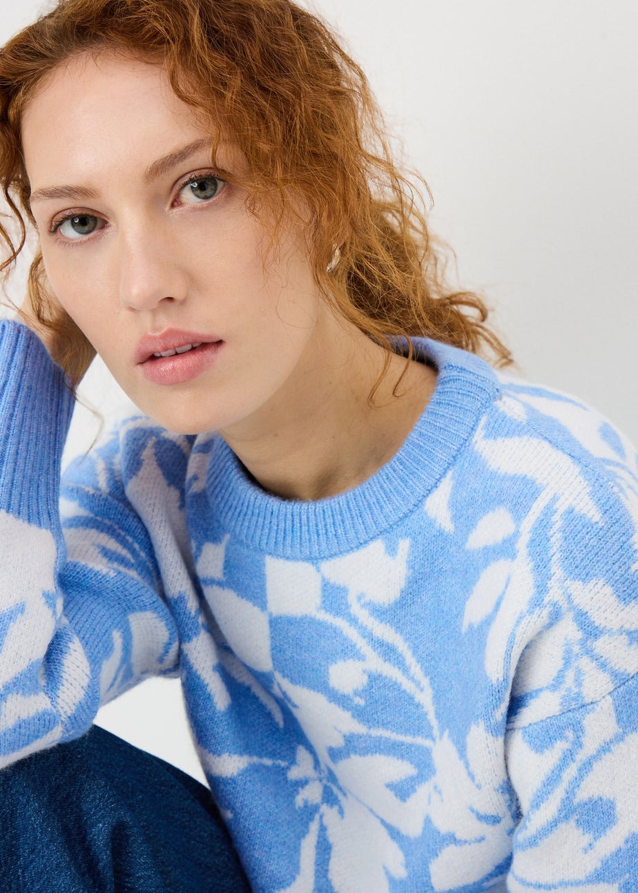 Blue Floral Jacquard Jumper