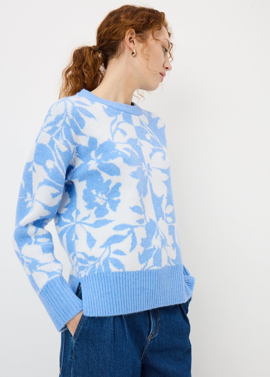 Blue Floral Jacquard Jumper