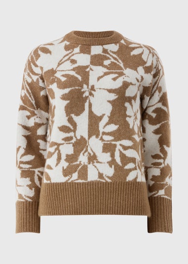 Beige Floral Jacquard Jumper