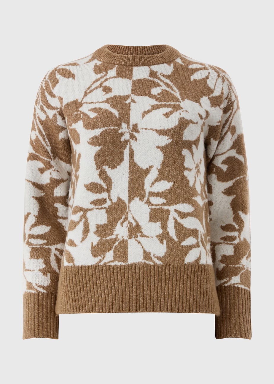 Beige Floral Jacquard Jumper
