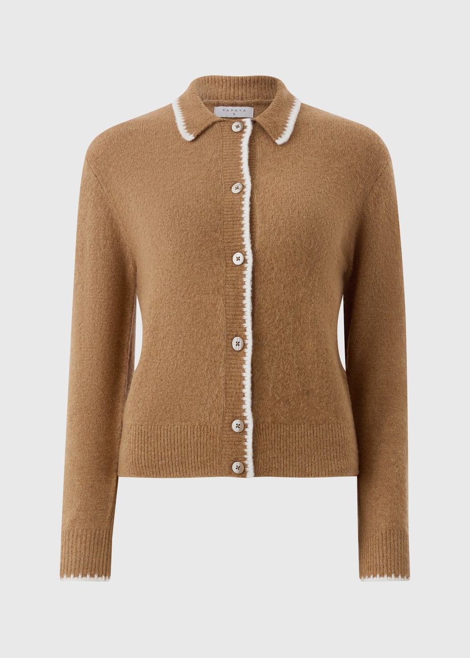 Camel Stitch Collared Button Jumper