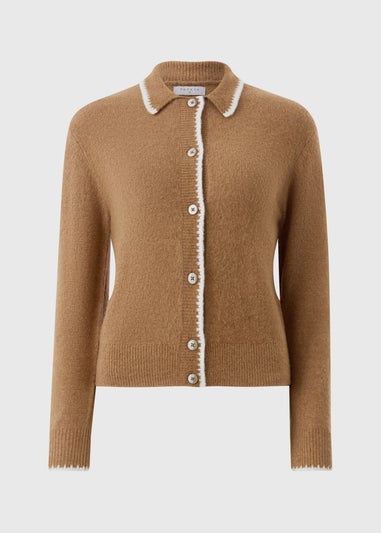 Camel Stitch Collared Button Jumper
