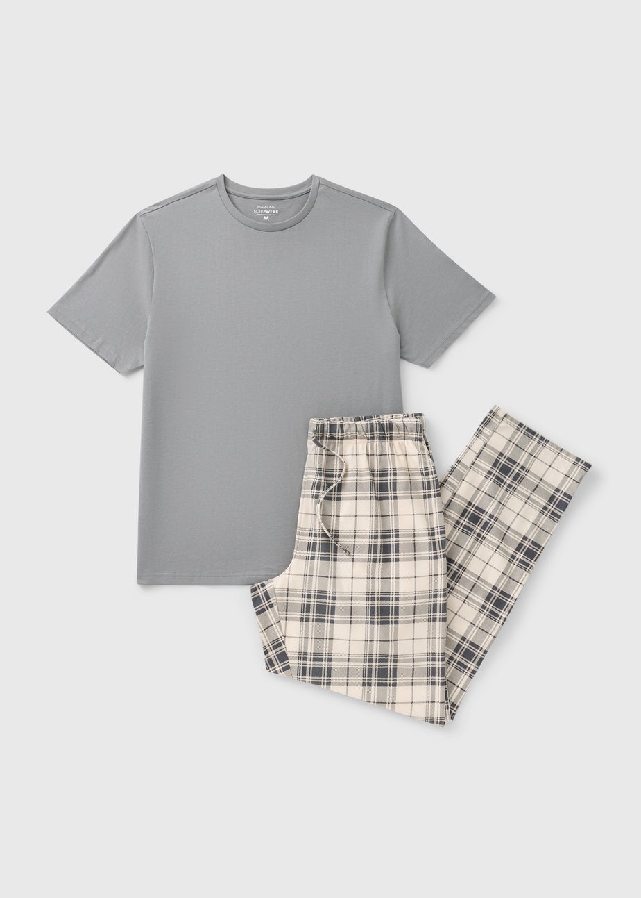 Grey Slinky Fleece Design Long Pyjams