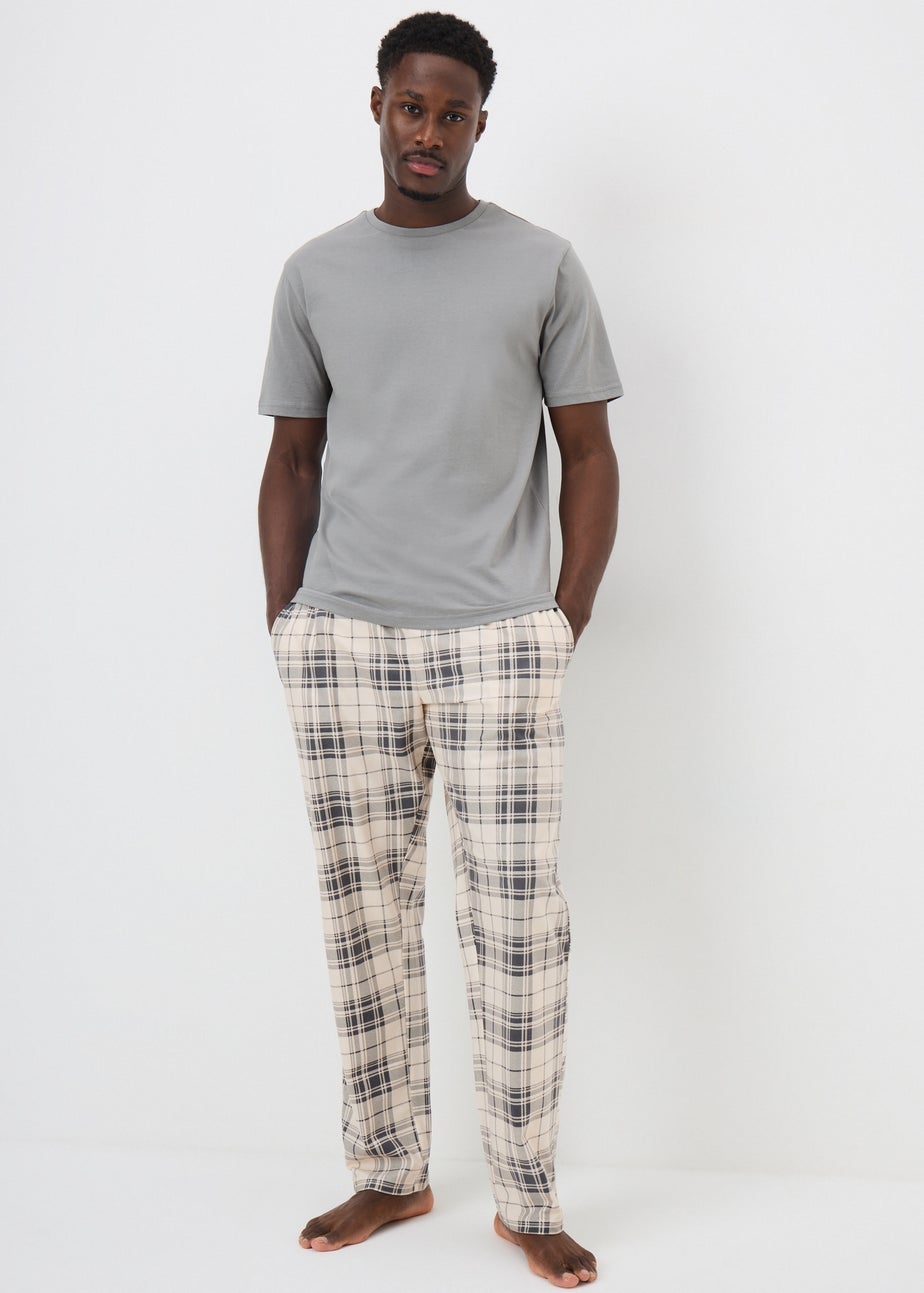 Grey Slinky Fleece Design Long Pyjams