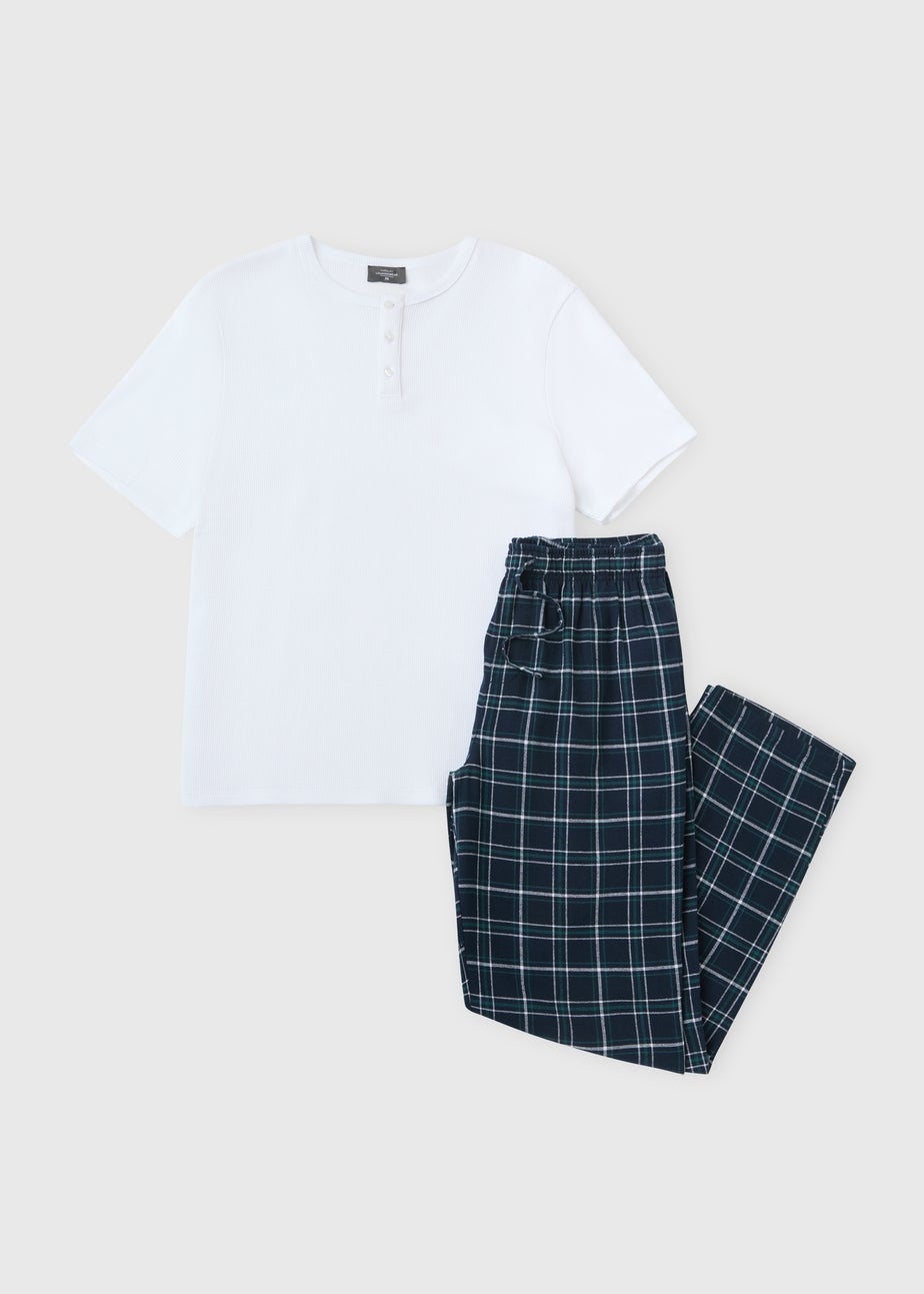 Cream Waffle Henley Long Pyjama Set