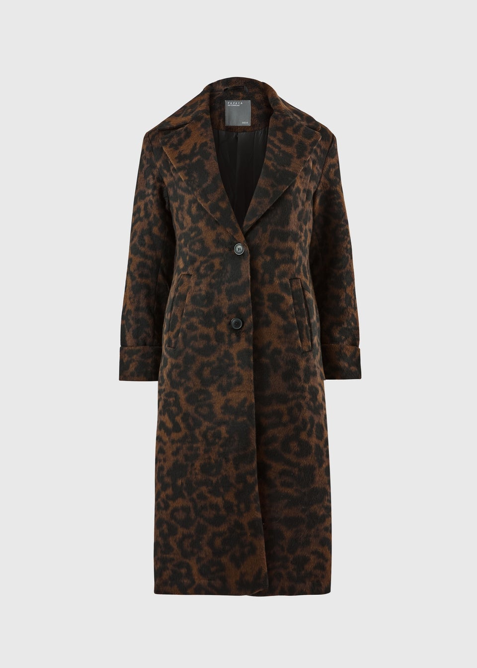Brown Animal Print Long Smart Coat