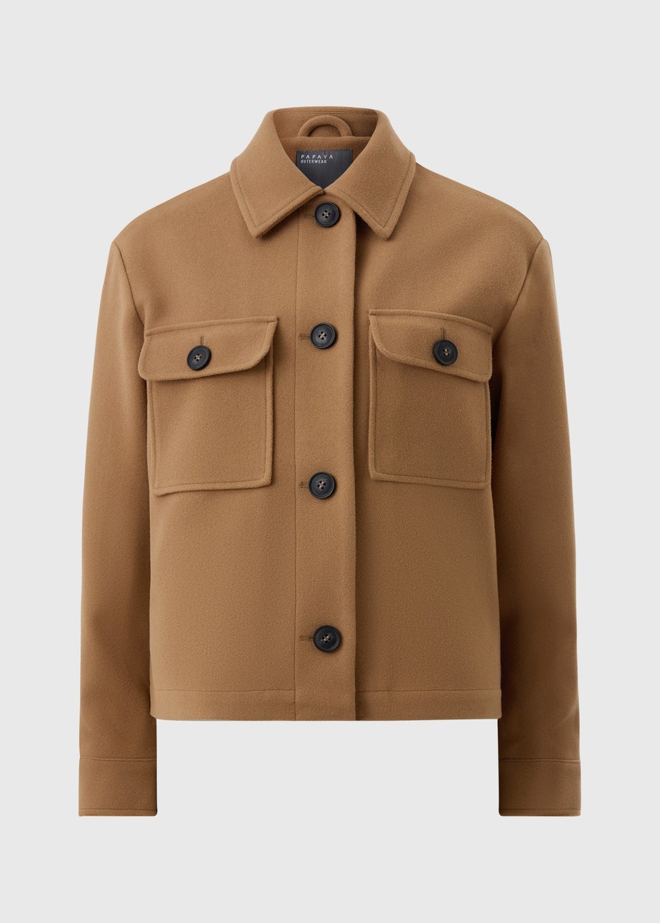 Tan Button Shacket