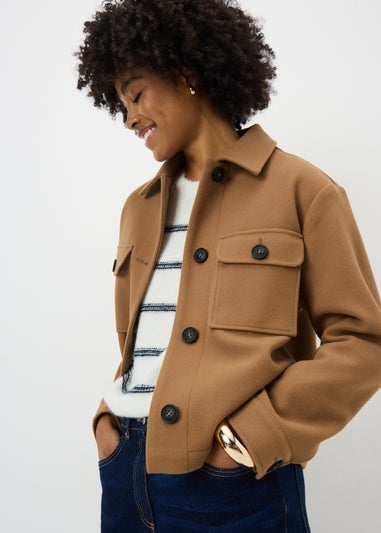 Tan Button Shacket