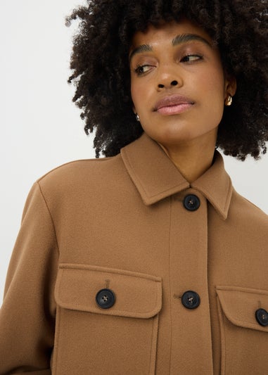 Tan Button Shacket
