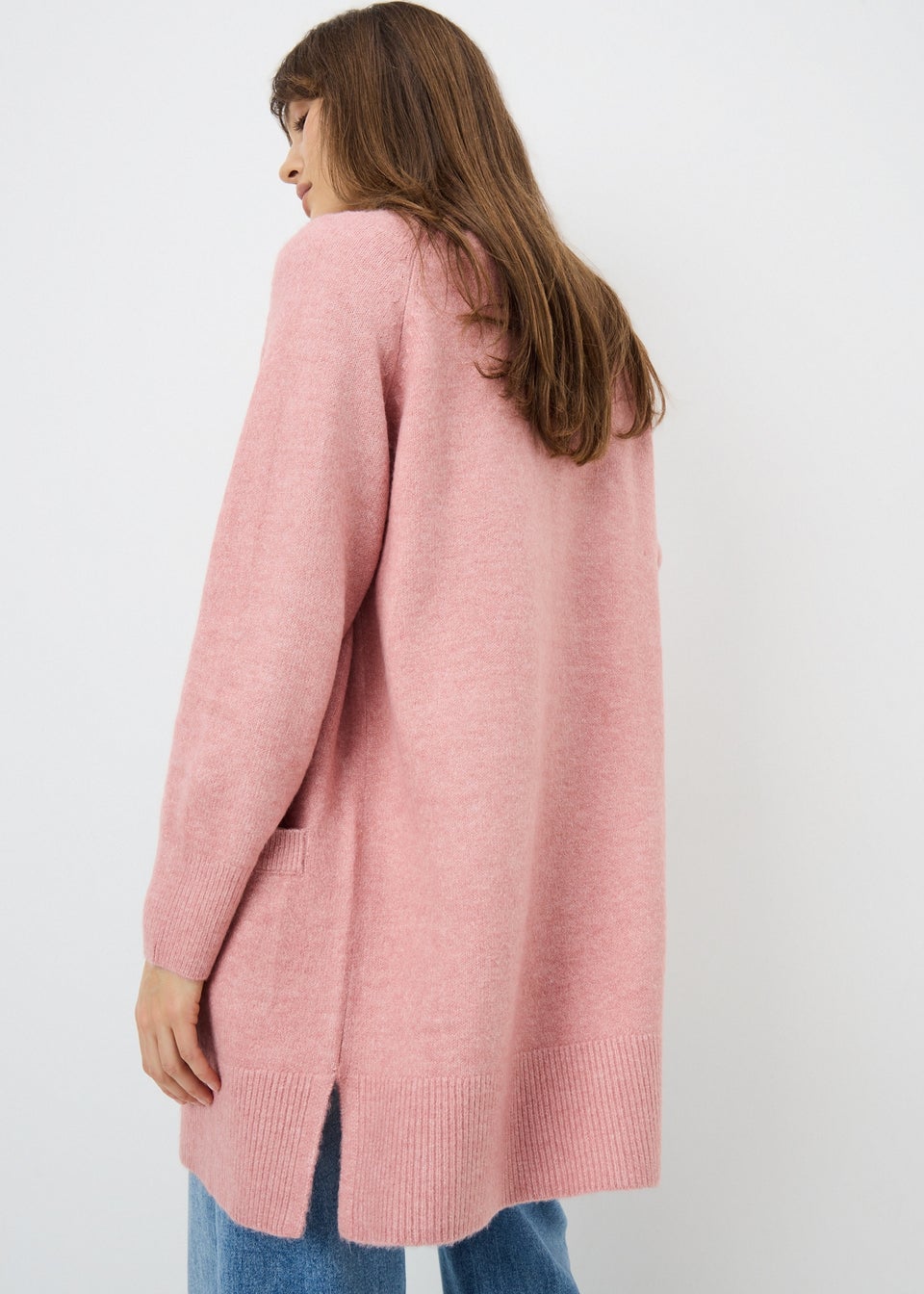 Pink Longline Open Cardigan