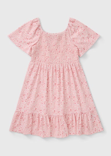 Girls Pink Ditsy Floral Dress (7-15yrs)