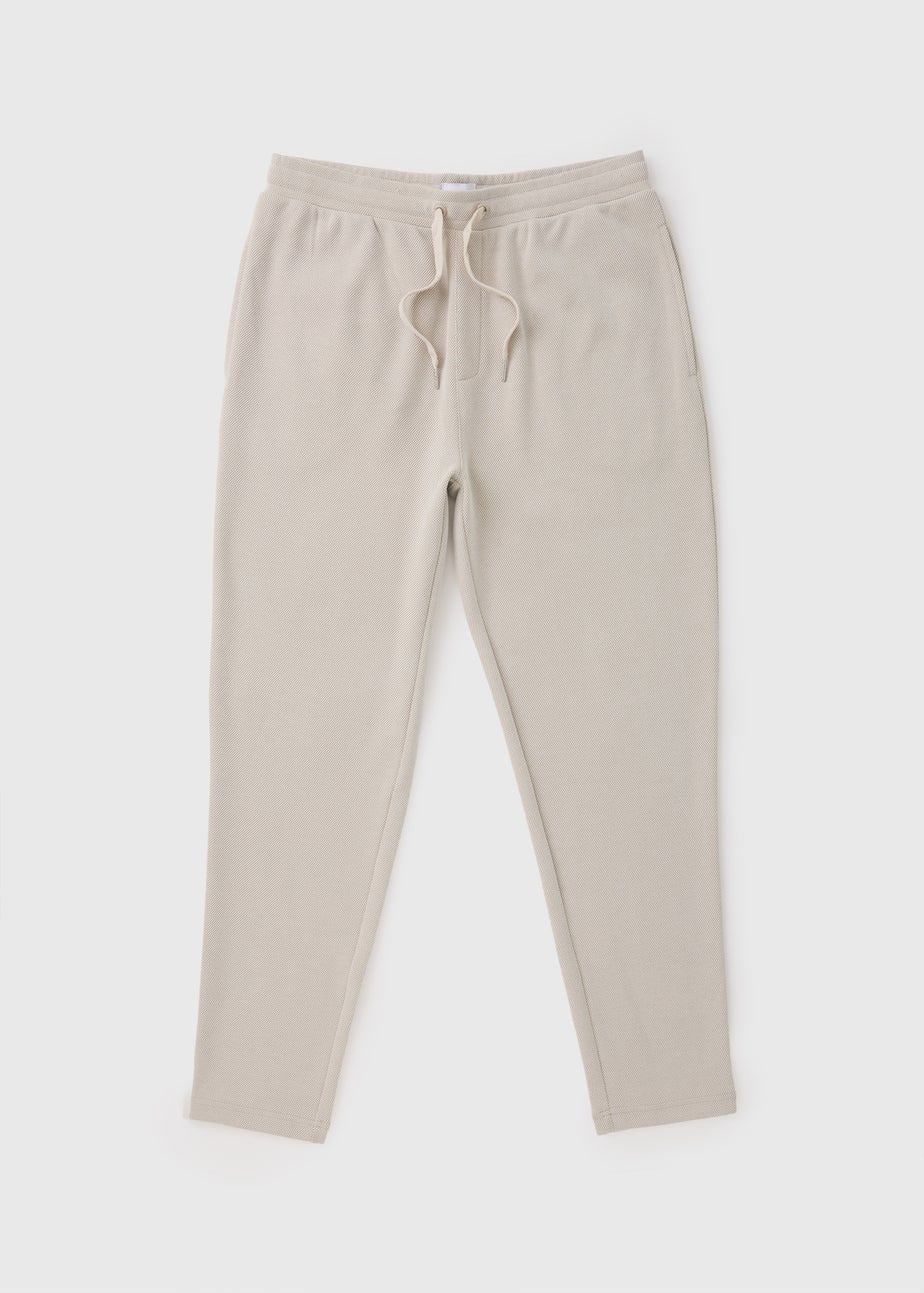 Cream Smart Pique Co Ord Jogging Bottoms