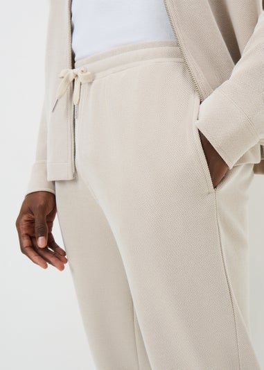 Cream Smart Pique Co Ord Jogging Bottoms