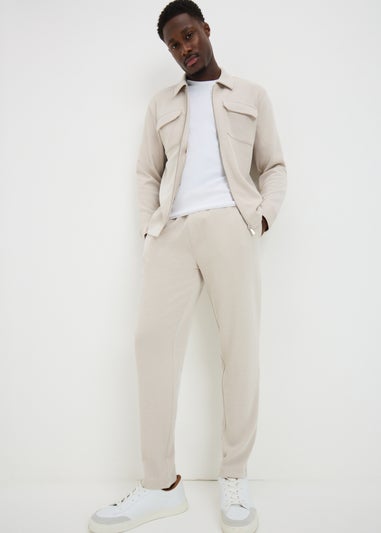 Cream Smart Pique Co Ord Jogging Bottoms