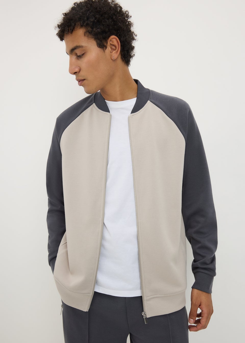 Cream Smart Co Ord Bomber Jacket