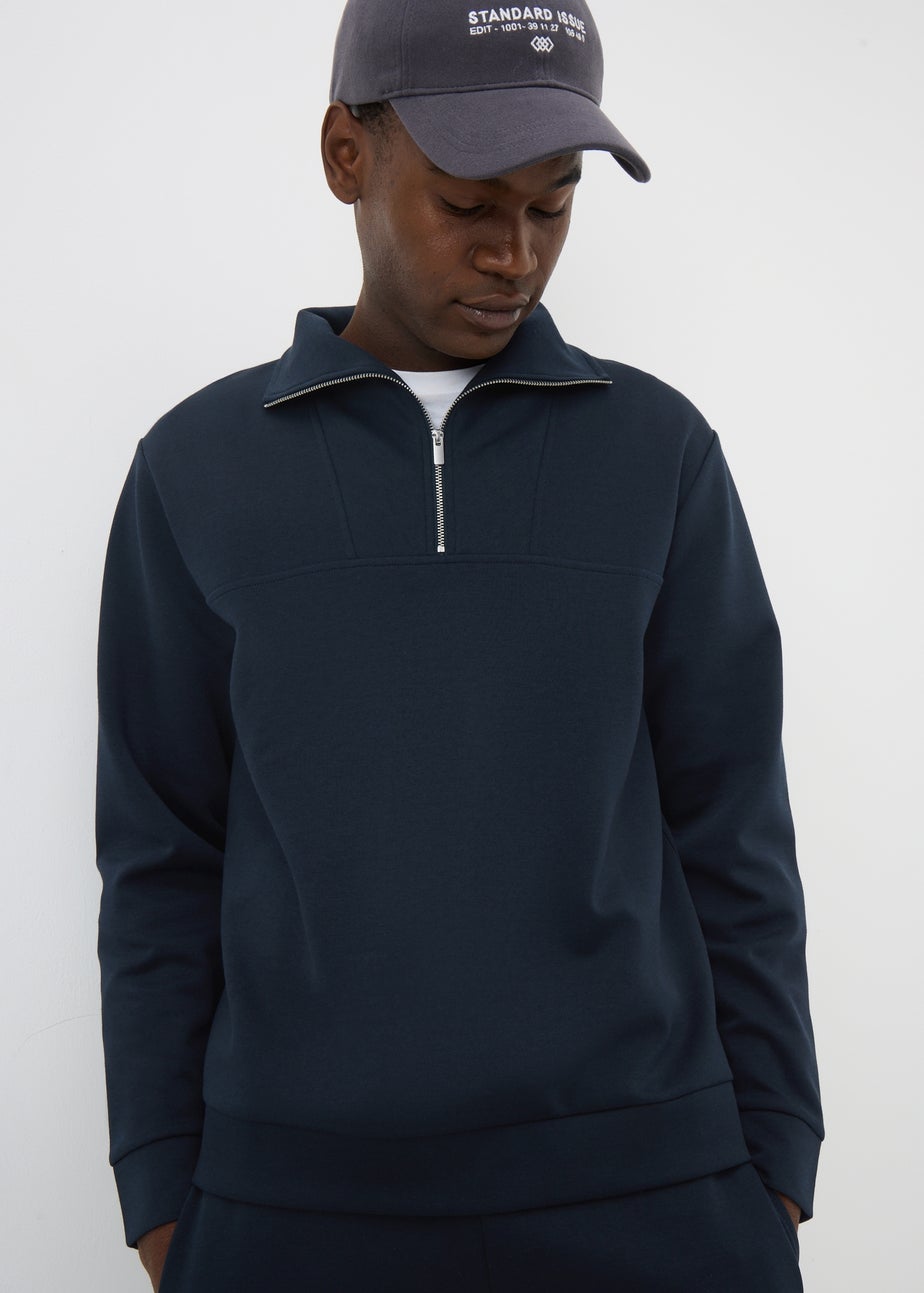Navy Smart Co-Ord 1/2 Zip Jumper